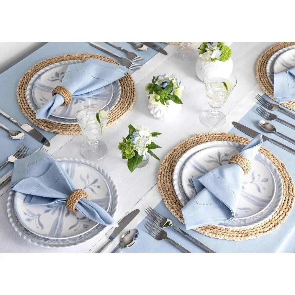 Linen White Table Runner 106 Inches Long Hemstitch stitch Farmhouse cottagecore
